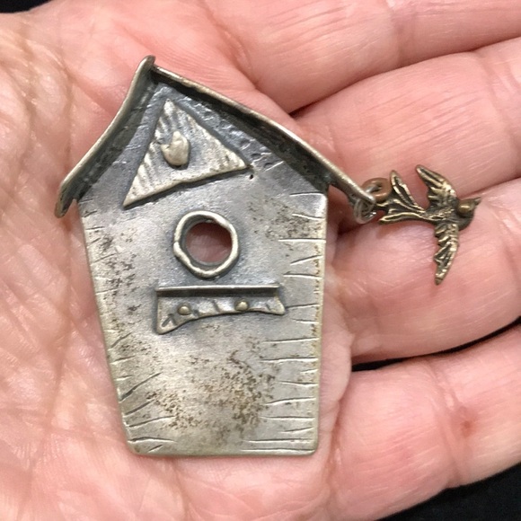 Vintage Klein Birdhouse w/ Bird Brooch - Picture 3 of 6